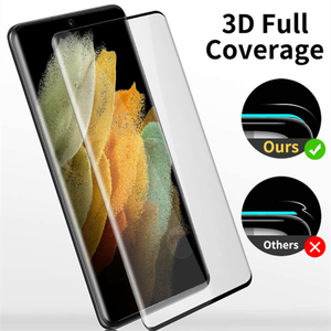 Protection d'écran en verre trempé anti-espion 3D incurvé 9H 0,3 mm avec colle intégrale pour S23 Ultra S22 Ultra Note 20 Déverrouillage par empreinte digitale - Product Image 2