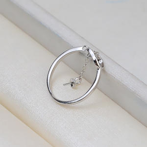 Bague ouverte en argent S925, réglable, pour 5 à 8 doigts, avec perle, accessoires de bricolage, support vide, composants de bijoux Tide 1964 - Product Image 3