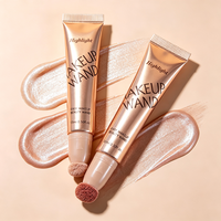 Stylo surligneur liquide végétalien à faible MOQ, 6 couleurs, pointe éponge, haute pigmentation, effet hydratant, longue tenue 12H