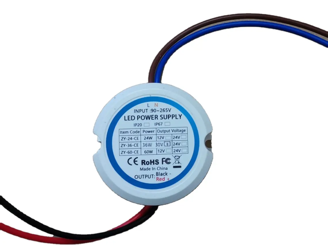 2024 factory hot selling led driver IP67 waterproof plastic circular shell 1.6A lDC12V 20W Led Transformer