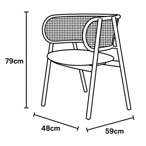 Silla de Salón TB24 con Respaldo Curvo, Tejido de Ratán PP, Estilo Moderno de Mediados de Siglo, Asiento Acolchado de Cuero Sintético, Precio Directo de Mayoreo - Product Image 6