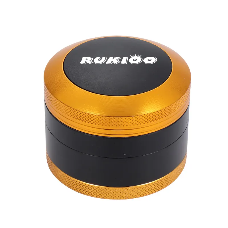 Rukioo เครื่องบดสมุนไพรอลูมิเนียมอัลลอยด์4ชั้นอุปกรณ์การสูบบุหรี่ด้วยตนเอง