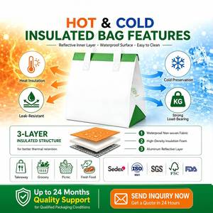 Sac de livraison alimentaire isotherme en gros avec logo personnalisé, sac non tissé spécialisé imperméable pour la restauration à emporter - Product Image 4