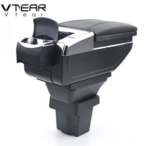 Vtear-Reposabrazos de cuero para Chevrolet <span class=keywords><strong>Onix</strong></span>, caja de almacenamiento central de cuero, hilo rojo, decoración interior de coche, ABS, pieza de accesorios para reposabrazos - Product Image 4