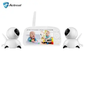 5.5 inç ekran ses aktif besleme hatırlatma kablosuz Video Babyphone bölünmüş ekran görüntüleme 2 kamera ile çift bebek izleme monitörü