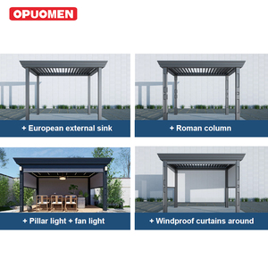 Chuyên nghiệp tùy chỉnh không thấm nước dù để che nắng hợp kim nhôm màn trập pergola kích thước lớn ngoài trời hiện đại nhôm Pavilion - Product Image 5