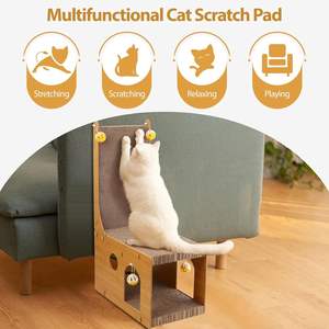 Cat <span class=keywords><strong>Scratch</strong></span> Board Karton L-förmiger vertikaler Katzen kratzer mit <span class=keywords><strong>4</strong></span> Kugeln ist ein Spielzeug, das für Innen katzen geeignet ist - Product Image 5