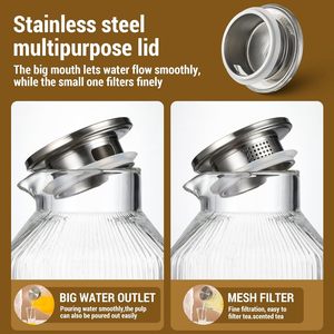 <span class=keywords><strong>Carafe</strong></span> <span class=keywords><strong>en</strong></span> <span class=keywords><strong>verre</strong></span> borosilicate côtelé extra large pour boissons chaudes et froides, pichet carré <span class=keywords><strong>en</strong></span> <span class=keywords><strong>verre</strong></span> épaissi <span class=keywords><strong>avec</strong></span> <span class=keywords><strong>couvercle</strong></span> et poignée - Product Image 4