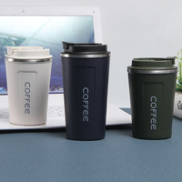 Mug Kopi Dinding Ganda 380ml 510ml Stainless Steel Vacuum dengan Layar LED Penunjuk Suhu, Botol Air Portabel Mulut Lebar