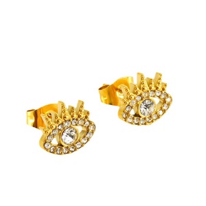 Zogxin Eye Stud Earrings 18K Gold Plated Zircon Bezel Setting Party Jewelry Women Fashion Geometric Design - Product Image 5