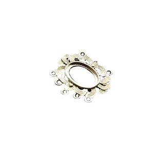 Pendentif en cuivre 23x25mm plaqué or et argent, garniture en dentelle, apprêts pour bijoux DIY, style antique - Product Image 5