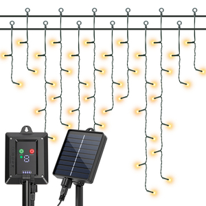 Aigostar all'aperto luci della tenda di natale 100 LED 8 modalità IP65 solare USB per feste - Product Image 1