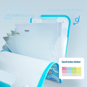 Student <strong>Portable</strong> A4 Test Paper <strong>File</strong> Bag 13-Cell Vertical Cartoon Multi-Layer Folder Transparent Leather Wholesale - Product Image 1