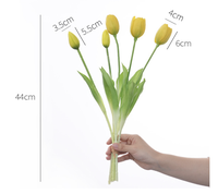 Bouquet de tulipes artificielles en gel de silicone à 5 tiges, nouées à la main, effet toucher réel, colorées, moulées par injection, aspect hydratant