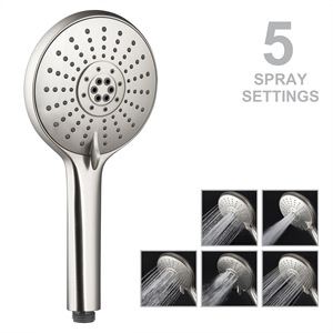 Juego de cabezal de ducha de cinco funciones con manguera de 59 pulgadas, níquel cepillado, boquillas autolimpiantes, masaje y rociador de lluvia - Product Image 4