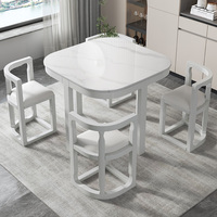 Table à manger d'angle extra longue de style minimaliste moderne européen, personnalisable, en marbre invisible, en bois de haute qualité, design populaire