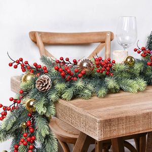 Guirlande de Noël artificielle, aiguilles de pin en plastique, décoration pour la maison, utilisation intérieure et extérieure, série 886 Rattan - Product Image 3