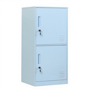 <span class=keywords><strong>Casier</strong></span> de rangement vertical en métal à 2 portes, empilable, dispositif anti-chute, conception verrouillable, compartimenté pour la chambre à coucher - Product Image 1