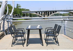 Combinación <span class=keywords><strong>de</strong></span> mesa y silla <span class=keywords><strong>para</strong></span> patio exterior, mesa y silla <span class=keywords><strong>de</strong></span> comedor <span class=keywords><strong>para</strong></span> <span class=keywords><strong>terraza</strong></span>, balcón exterior, jardín, mesa y silla <span class=keywords><strong>de</strong></span> madera plástica - Product Image 4