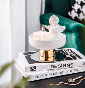 Plato de compota de frutas de cerámica ecológico moderno con base dorada para sala de estar <span class=keywords><strong>Dim</strong></span> <span class=keywords><strong>Sum</strong></span> Ensalada Servicio al cliente - Product Image 2