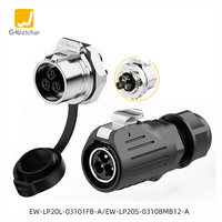 Connecteurs d'aviation circulaires E-Weichat LP20 Power 2/3/4 broches en plastique et métal, étanches IP67, mâle/femelle, 25A