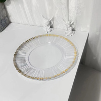 Bord doré transparent pour assiette de chargeur plat en plastique écologique de 33cm pour les décorations de fête à la maison et les mariages Design moderne