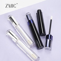 Tubes de gloss à lèvres vides uniques de 5,5 ml, flacon noir brillant et transparent, emballage personnalisé, tube de rouge à lèvres liquide en plastique
