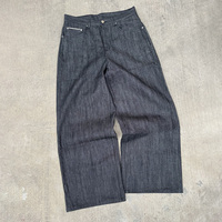 Pantalon en jean vintage sur mesure, coupe bootcut ample, jambe droite, en denim brut japonais selvedge