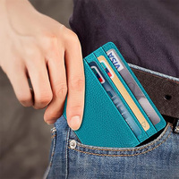 Dompet Kulit Serat Karbon PU Nyaman Anti Maling RFID Blocking Luxure untuk Pria Wanita, Penyimpanan Kartu Kredit Mudah