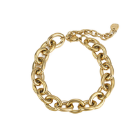 Bracelet chaîne ovale épaisse en acier inoxydable plaqué or, personnalisé, vente en gros