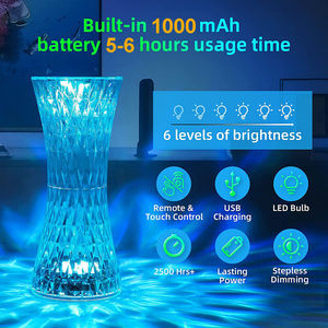 Lampada da tavolo in cristallo a LED Rose Night Light Touch Atmosphere comodino Bar - Product Image 2