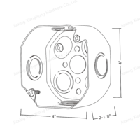 Boîtier de plafonnier octogonal galvanisé de 4 pouces (2-1/8 po) pour ventilateur, boîte de jonction métallique compatible avec les conduites EMT pour les États-Unis, l'Amérique latine et le Moyen-Orient