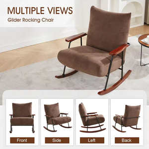 Sillón Reclinable Moderno para Interiores, con Reposabrazos de Madera Maciza, Patas de Metal y Tapicería, para Sala de Estar o Dormitorio - Product Image 5