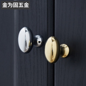 Brass Chrome Plated <b>Silver</b> Oval Cabinet <b>Knob</b> Minimalist Style Wardrobe <b>Drawer</b> Handle Single Hole Durable Furniture Hardware - Product Image 4