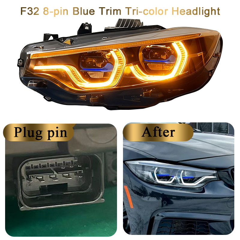 headlight plug is 8-pin(tri-color)
