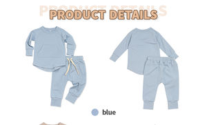 Ensemble bébé en fibre de bambou à manches longues avec haut à poche <span class=keywords><strong>kangourou</strong></span>, col mignon, printemps, unisexe, 2 pièces, doux, antibactérien, personnalisable - Product Image 3