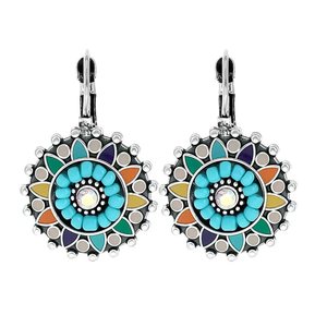 Pendientes Plateados Estilo Bohemia con Incrustaciones de Turquesa, Diseño Geométrico, Joyería para Uso Diario de Mujer - Product Image 3