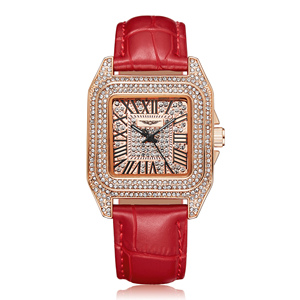 OEM Newest 1001 Fashion Women Leather Watches Luxury Diamond Quartz Wristwatch Iced Out Watch Moissanite Wholesale Customization