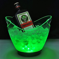 Cadeaux de mariage refroidisseur de bouteilles de vin seau à glace lumineux en plastique support de base en acrylique mini seau à glace à champagne led 2L