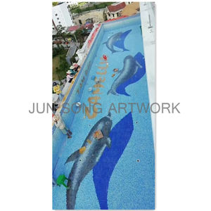 JS SW-DP02 Mignon Décor De <span class=keywords><strong>Salle</strong></span> De <span class=keywords><strong>Bain</strong></span> Mosaïque Motif <span class=keywords><strong>Dauphin</strong></span> Bon Prix Fontaine En Verre Panneau De Mosaïque Carreaux de Piscine Autocollant - Product Image 1