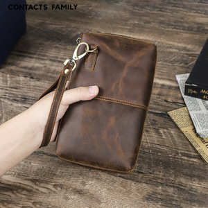 Wholesale Men's Casual RFID <strong>Clutch</strong> Handbag Vintage Crazy Horse Leather <strong>Clutch</strong> Purse <strong>Bag</strong> Men <strong>with</strong> <strong>Wrist</strong> <strong>Strap</strong> - Product Image 6