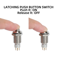 Interrupteur à bouton-poussoir LED momentané en métal étanche 10MM, 4 broches, tête ronde haute (ON)-OFF normalement ouvert avec bornes PCB