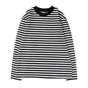 Camiseta de Manga Larga a Rayas Vintage SSC para Hombre, 100% Algodón, Personalizada, 210g, Textura Alta, Contraste en la Parte Posterior, Cuello Redondo, Holgada, Unisex - Product Image 1