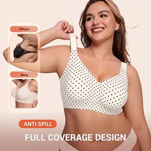 Sujetador de lencería para mujer, talla grande, con lunares, sin aros, cobertura total, antideslizante, soporte sin costuras, copas B-DDD, tirantes cruzados - Product Image 3