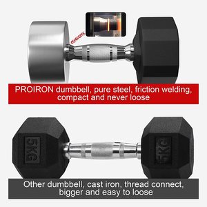 <span class=keywords><strong>PROIRON</strong></span> 14kg Núcleo de acero inoxidable antideslizante Gimnasio Entrenamiento de fitness 12 lados Hex <span class=keywords><strong>Mancuernas</strong></span> recubiertas de goma en par - Product Image 2