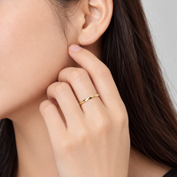 Bague en acier inoxydable à facettes géométriques, placage sous vide en or 14 carats