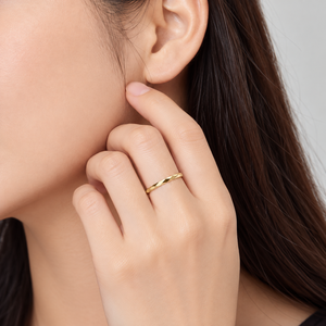 Bague en acier inoxydable à facettes géométriques, placage sous vide en or 14 carats - Product Image 5