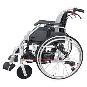 Silla de ruedas Manual de transporte de aleación de aluminio estándar Plegable ligera portátil con respaldo ajustable reposabrazos reposapiés - Product Image 1