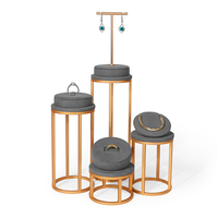 Présentoir à bijoux personnalisé de luxe en métal et microfibre – Ensemble de présentoirs pour bagues, boucles d'oreilles, colliers et bracelets pour bijouterie