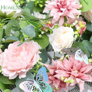 Guirlandes de fleurs artificielles « Écoutez le printemps » 100-200 cm, roses en mousse, roses en soie, fausses pivoines pour la décoration de la maison et de mariage - Product Image 2